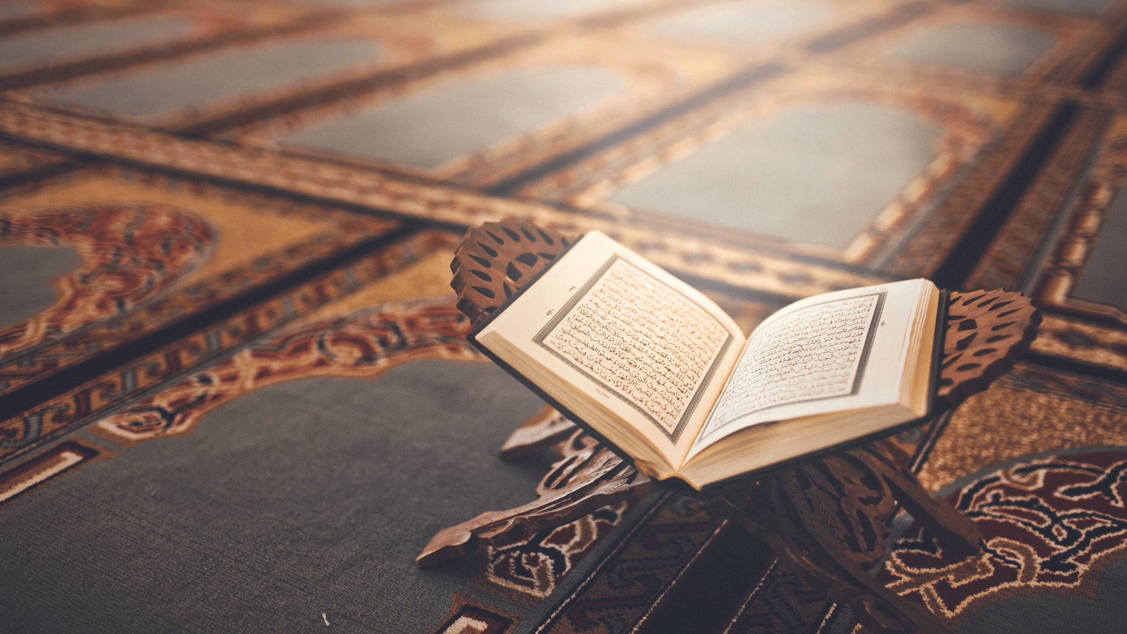 Islam book resting open ready for prayer.